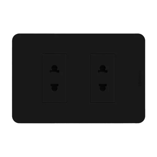 Tomacorriente Universal Doble Negro Matix Go Bticino